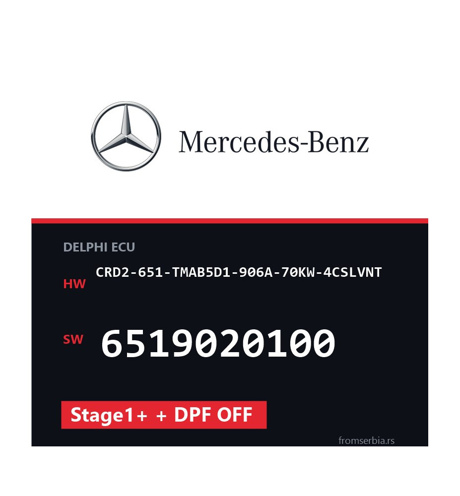Mercedes-Benz CRD2-651-TMAB5D1-906A-70KW-4CSLVNT 6519020100 Stage1+ +