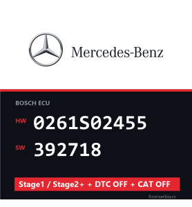 Mercedes-Benz 0261S02455 392718 Stage1 / Stage2+ + DTC OFF + CAT OFF f