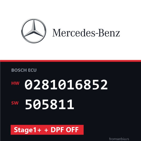 Mercedes-Benz Sprinter 0281016852 505811 Stage1+ + DPF OFF tuning file