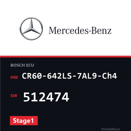 Mercedes-Benz E350CDI CR60-642LS-7AL9-Ch4 512474 Stage1 tuning file