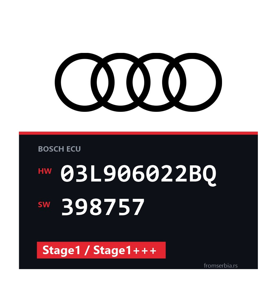 Audi A3 03L906022BQ 398757 Stage1 / Stage1+++ tuning file
