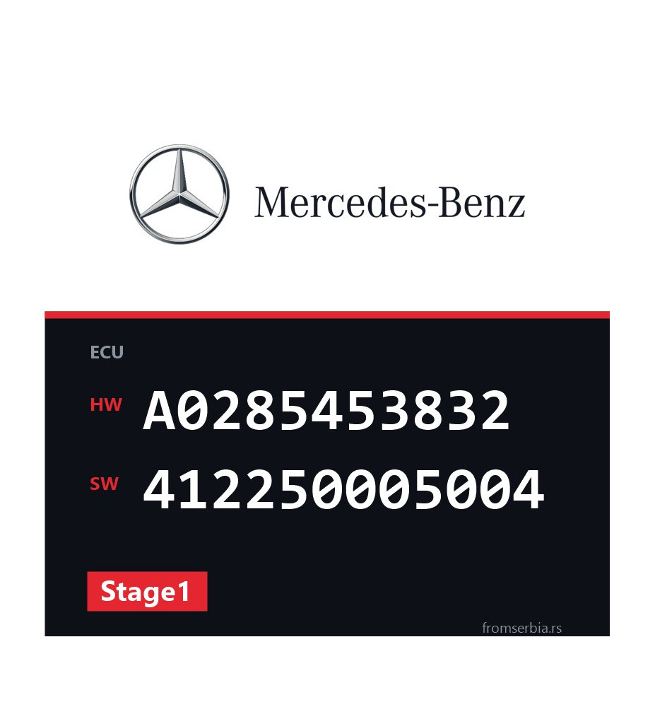 Mercedes-Benz A A0285453832 412250005004 Stage1 tuning file