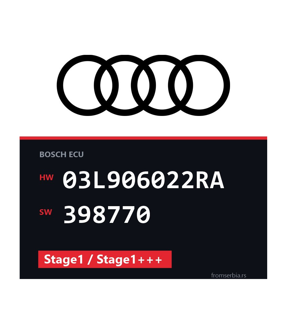 Audi A3 03L906022RA 398770 Stage1 / Stage1+++ tuning file