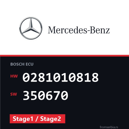 Mercedes-Benz C 200 0281010818 350670 Stage1 / Stage2 tuning file