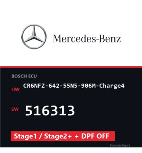 Mercedes-Benz CR6NFZ-642-55N5-906M-Charge4 516313 Stage1 / Stage2+ + D