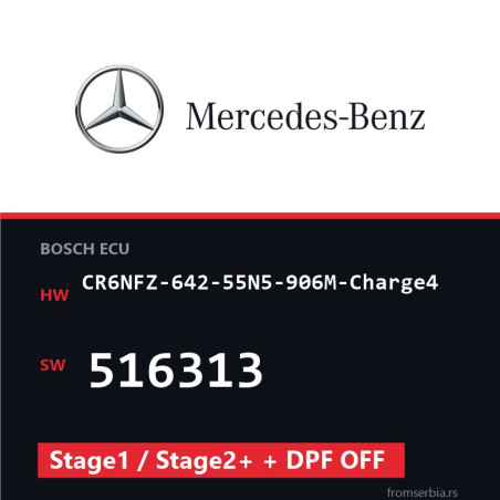 Mercedes-Benz CR6NFZ-642-55N5-906M-Charge4 516313 Stage1 / Stage2+ + D