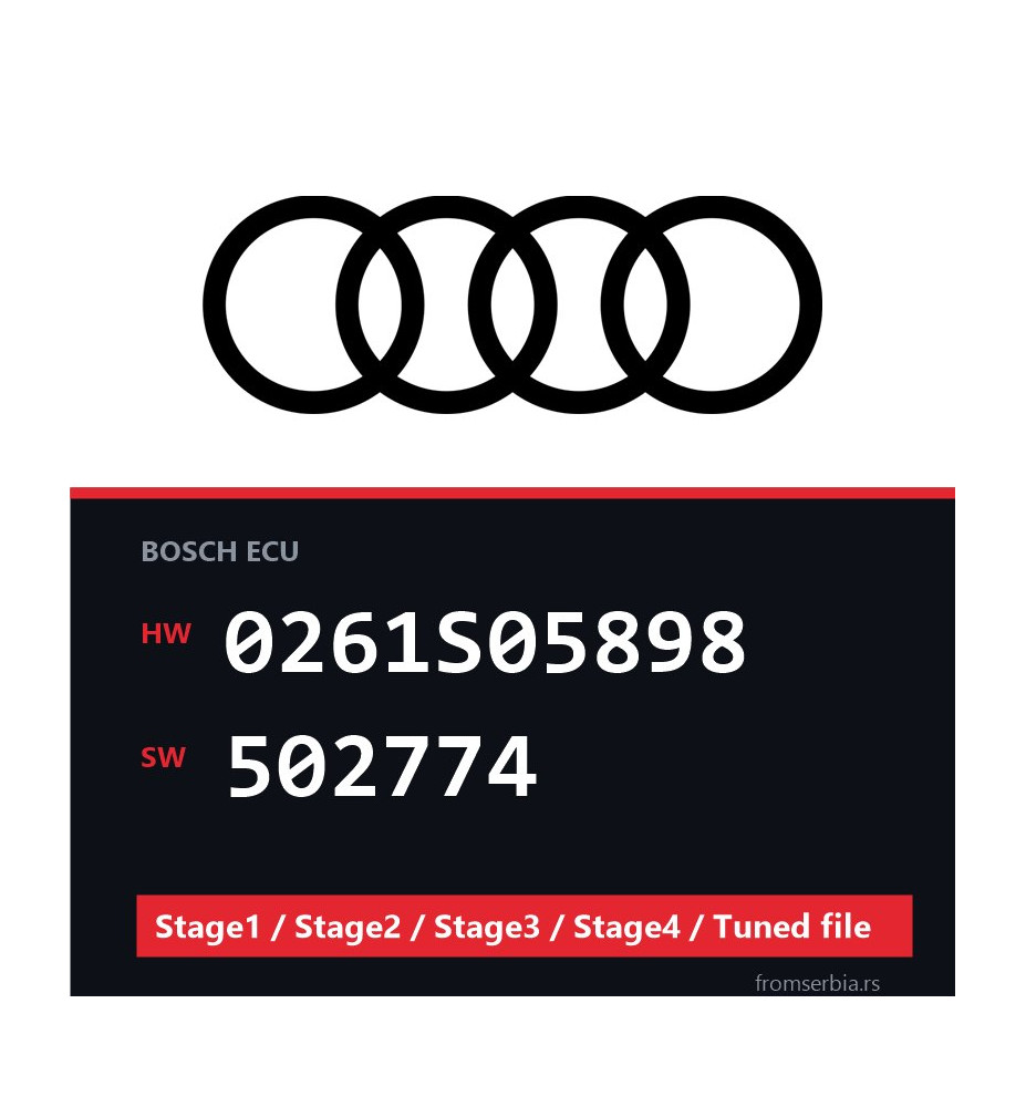 Audi 0261S05898 502774 Stage1 / Stage2 / Stage3 / Stage4 / Tuned file