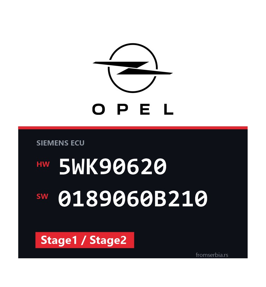 Opel Astra 5WK90620 0189060B210 Stage1 / Stage2 tuning file
