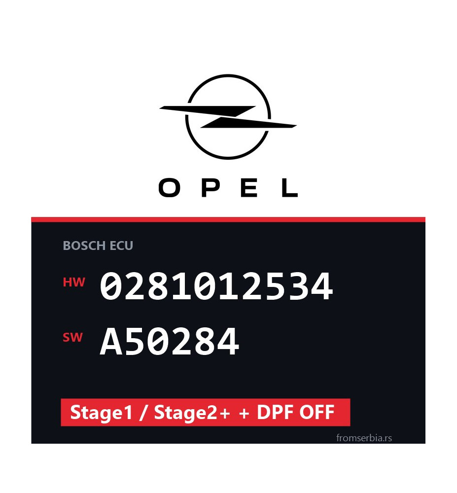 Opel Astra-H 0281012534 A50284 Stage1 / Stage2+ + DPF OFF tuning file