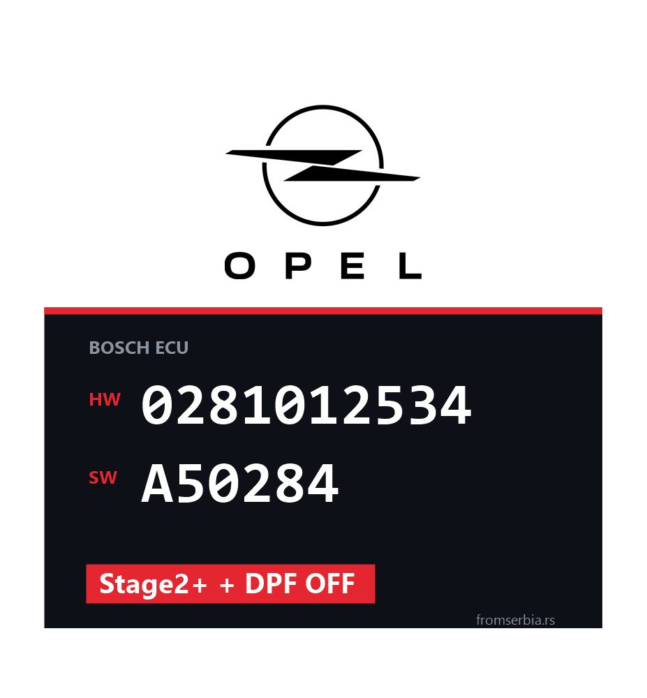 Opel Astra-H 0281012534 A50284 Stage2+ + DPF OFF tuning file