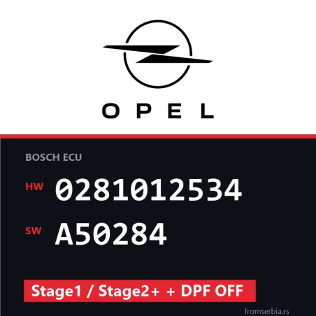 Opel Astra-H 0281012534 A50284 Stage1 / Stage2+ + DPF OFF tuning file