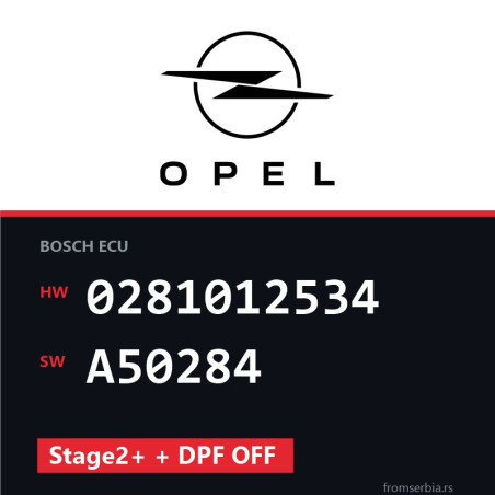 Opel Astra-H 0281012534 A50284 Stage2+ + DPF OFF tuning file