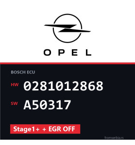 Opel Signum 0281012868 A50317 Stage1+ + EGR OFF tuning file