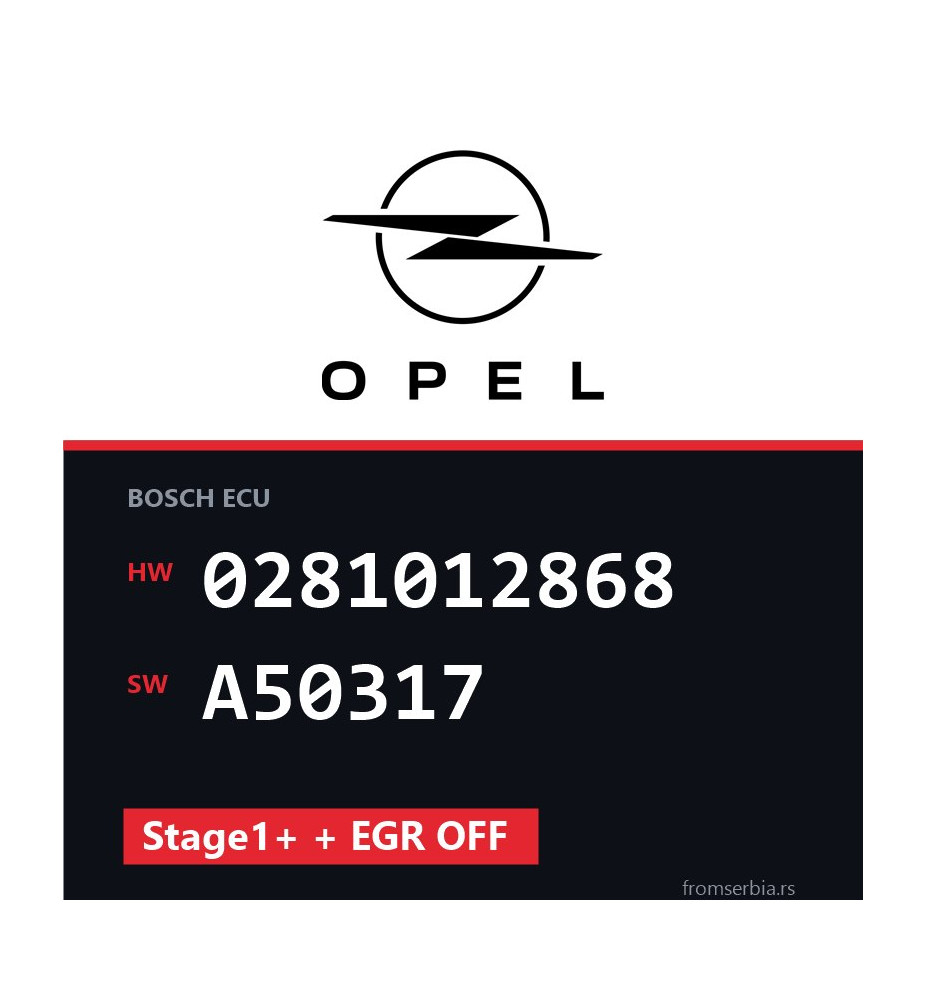 Opel Signum 0281012868 A50317 Stage1+ + EGR OFF tuning file
