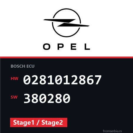 Opel Astra 0281012867 380280 Stage1 / Stage2 tuning file
