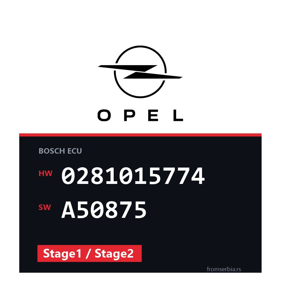 Opel Insignia 0281015774 A50875 Stage1 / Stage2 tuning file