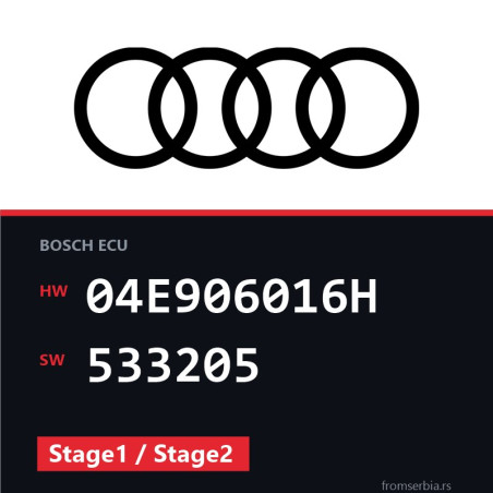 Audi A3 04E906016H 533205 Stage1 / Stage2 tuning file