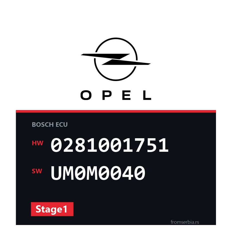 Opel Zafira 0281001751 UM0M0040 Stage1 tuning file