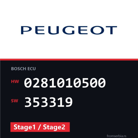 Peugeot 206 0281010500 353319 Stage1 / Stage2 tuning file