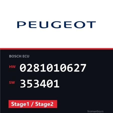Peugeot 406 0281010627 353401 Stage1 / Stage2 tuning file