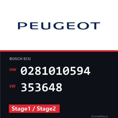 Peugeot 206 0281010594 353648 Stage1 / Stage2 tuning file