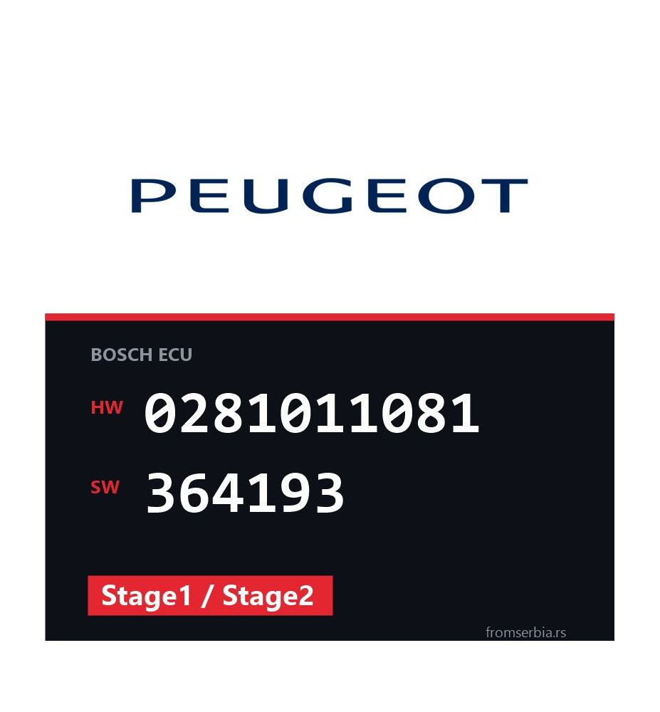 Peugeot 307 0281011081 364193 Stage1 / Stage2 tuning file