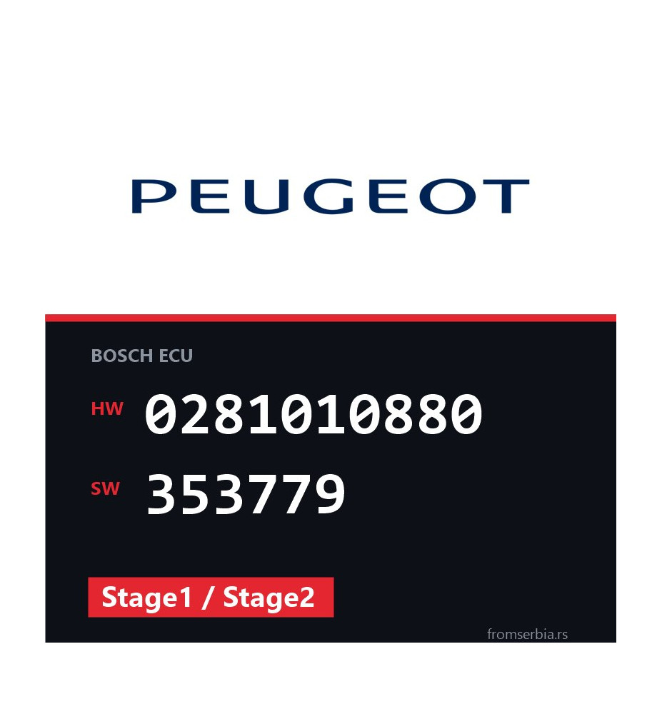 Peugeot 607 0281010880 353779 Stage1 / Stage2 tuning file