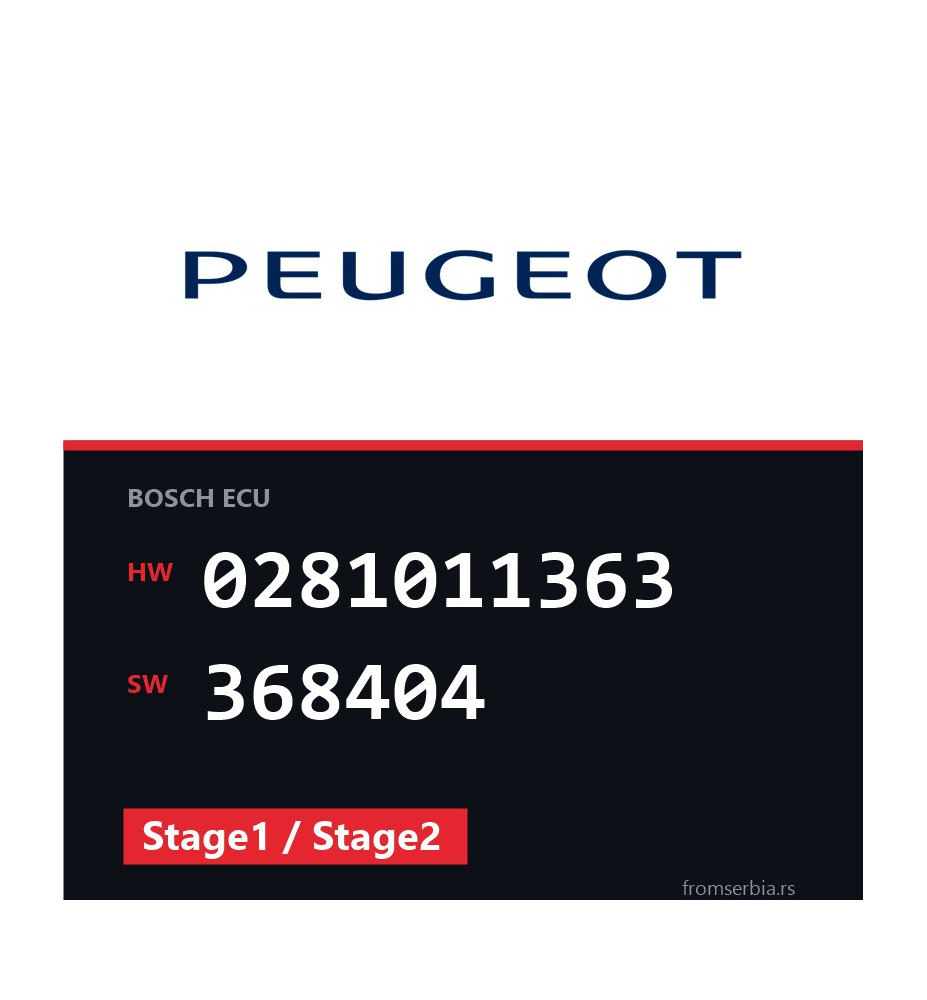 Peugeot 807 0281011363 368404 Stage1 / Stage2 tuning file