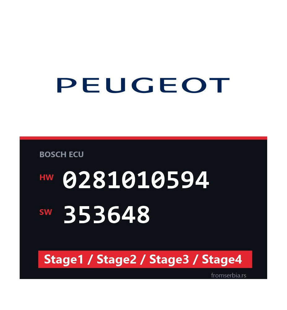Peugeot 0281010594 353648 Stage1 / Stage2 / Stage3 / Stage4 file