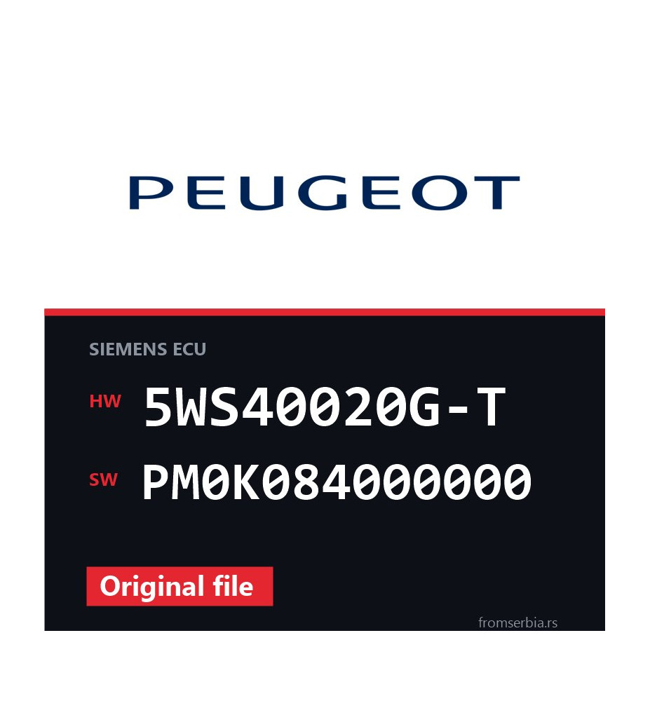Peugeot 307 5WS40020G-T PM0K084000000 original ECU file