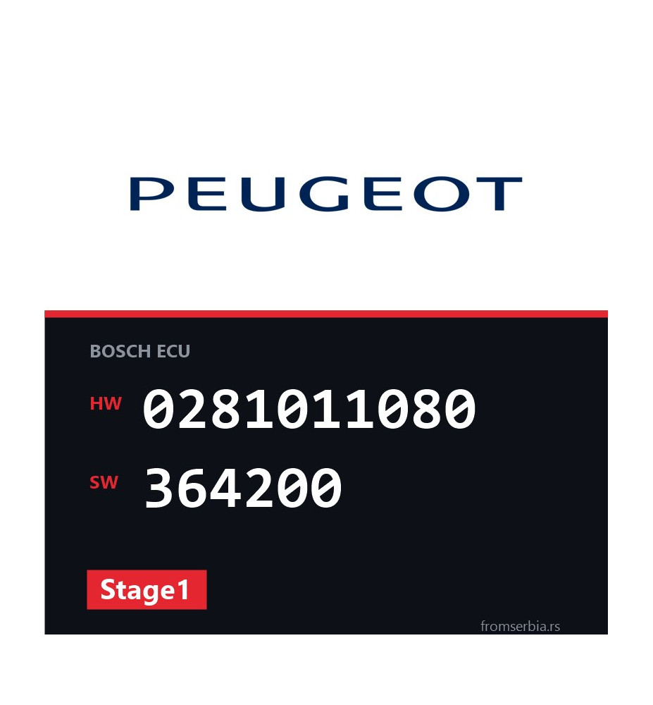 Peugeot 406 0281011080 364200 Stage1 tuning file