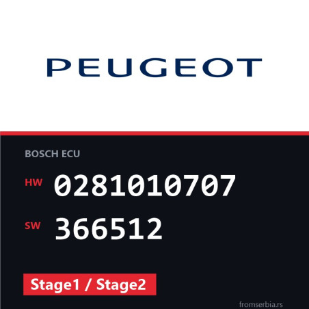 Peugeot 206 0281010707 366512 Stage1 / Stage2 tuning file