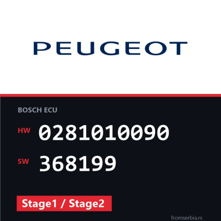Peugeot 307 0281010090 368199 Stage1 / Stage2 tuning file
