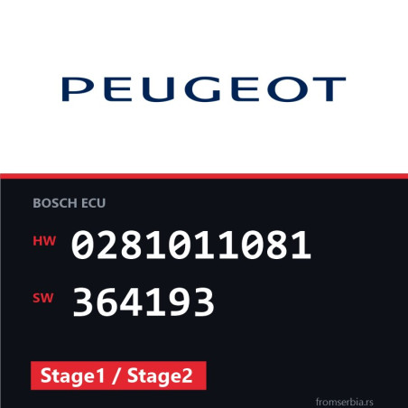 Peugeot 307 0281011081 364193 Stage1 / Stage2 tuning file