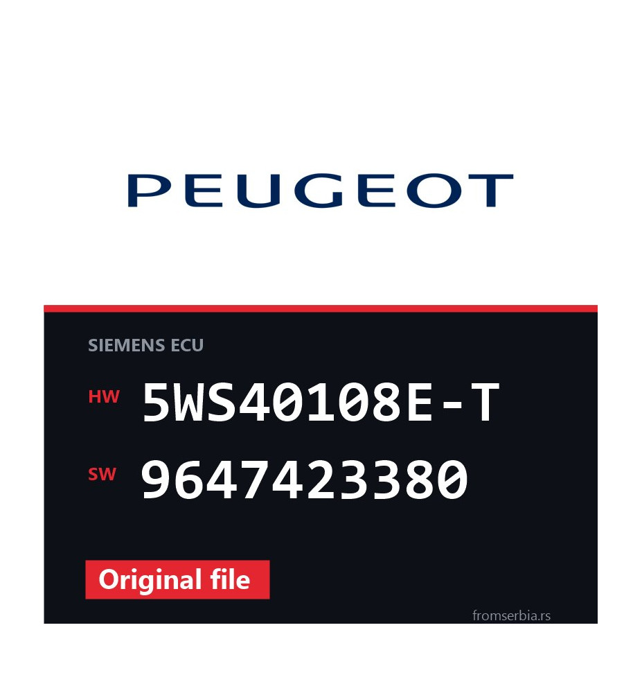 Peugeot Partner 5WS40108E-T 9647423380 original ECU file