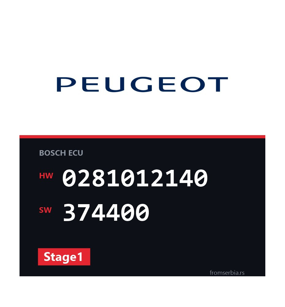 Peugeot 307 0281012140 374400 Stage1 tuning file