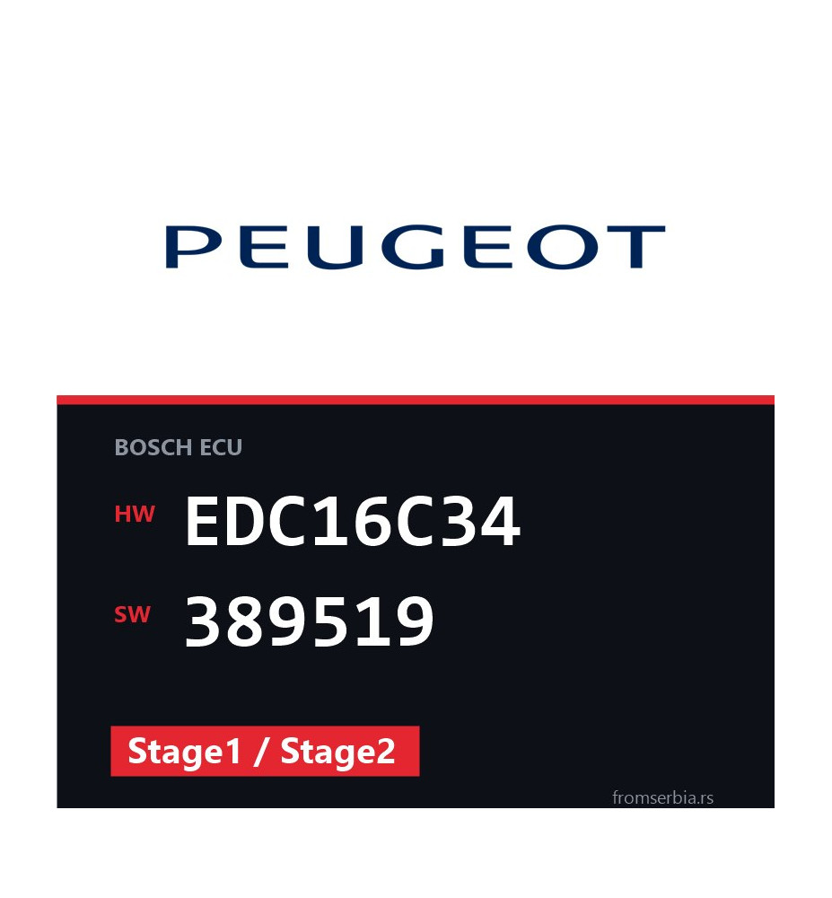 Peugeot 308 EDC16C34 389519 Stage1 / Stage2 tuning file