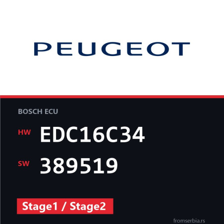Peugeot 308 EDC16C34 389519 Stage1 / Stage2 tuning file