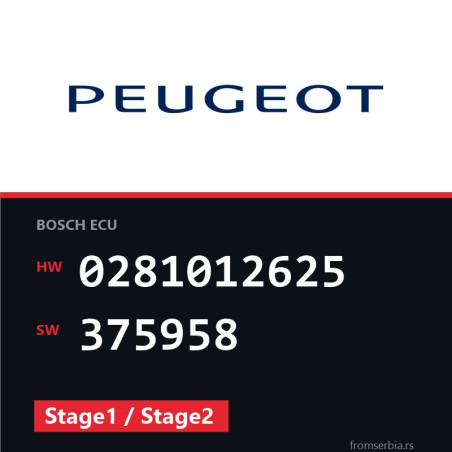 Peugeot 407 0281012625 375958 Stage1 / Stage2 tuning file