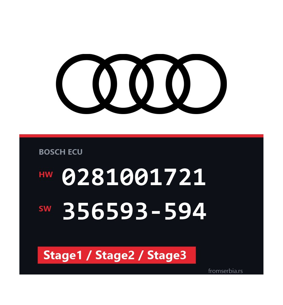 Audi A3 0281001721 356593-594 Stage1 / Stage2 / Stage3 tuning file