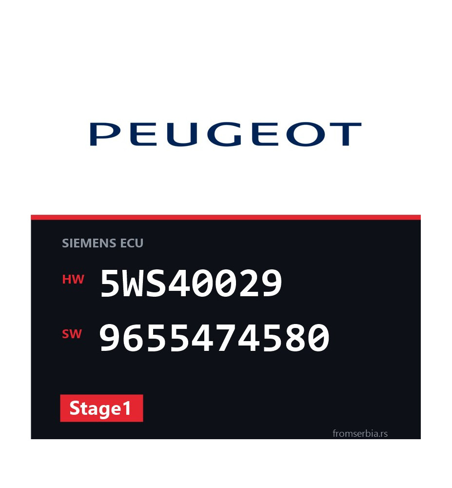 Peugeot 307 5WS40029 9655474580 Stage1 tuning file