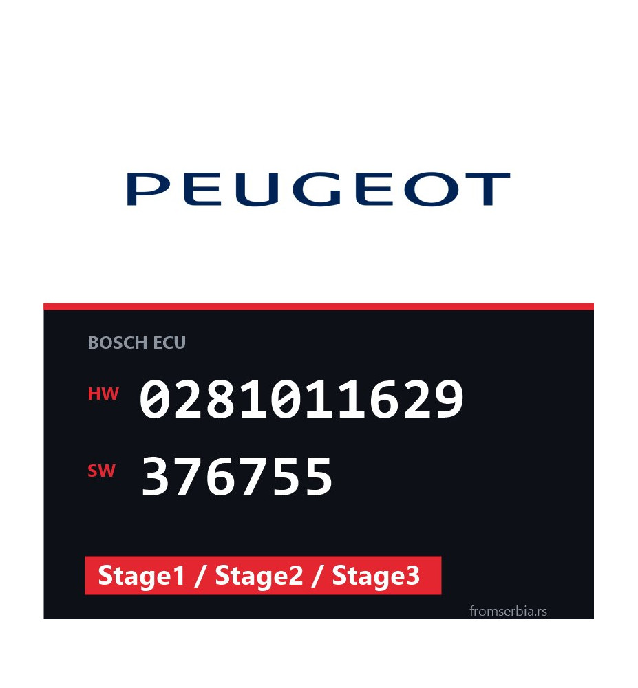 Peugeot 307 0281011629 376755 Stage1 / Stage2 / Stage3 tuning file
