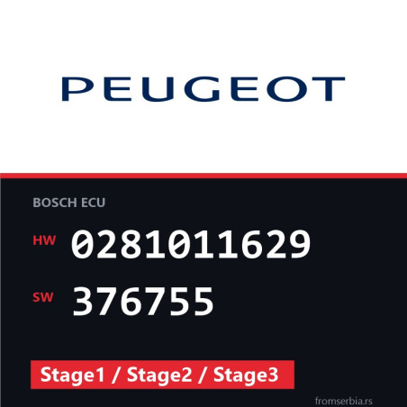Peugeot 307 0281011629 376755 Stage1 / Stage2 / Stage3 tuning file