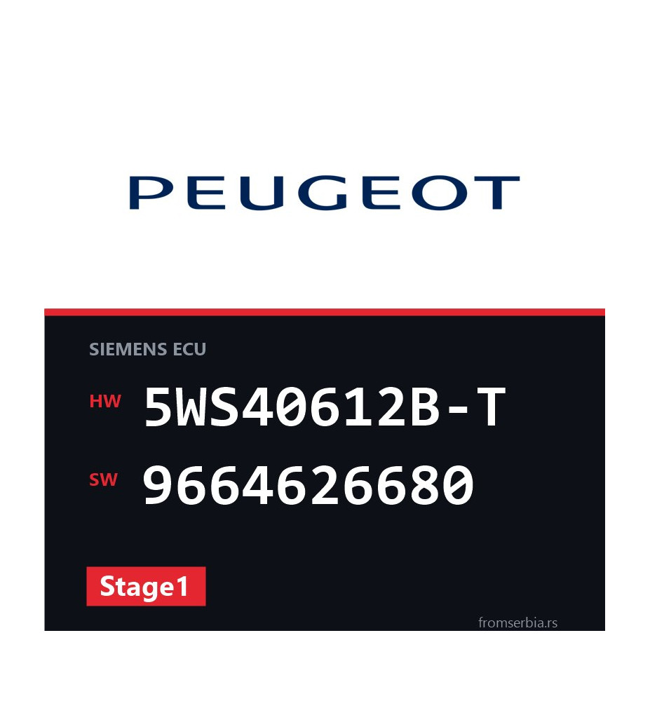 Peugeot 407 5WS40612B-T 9664626680 Stage1 tuning file