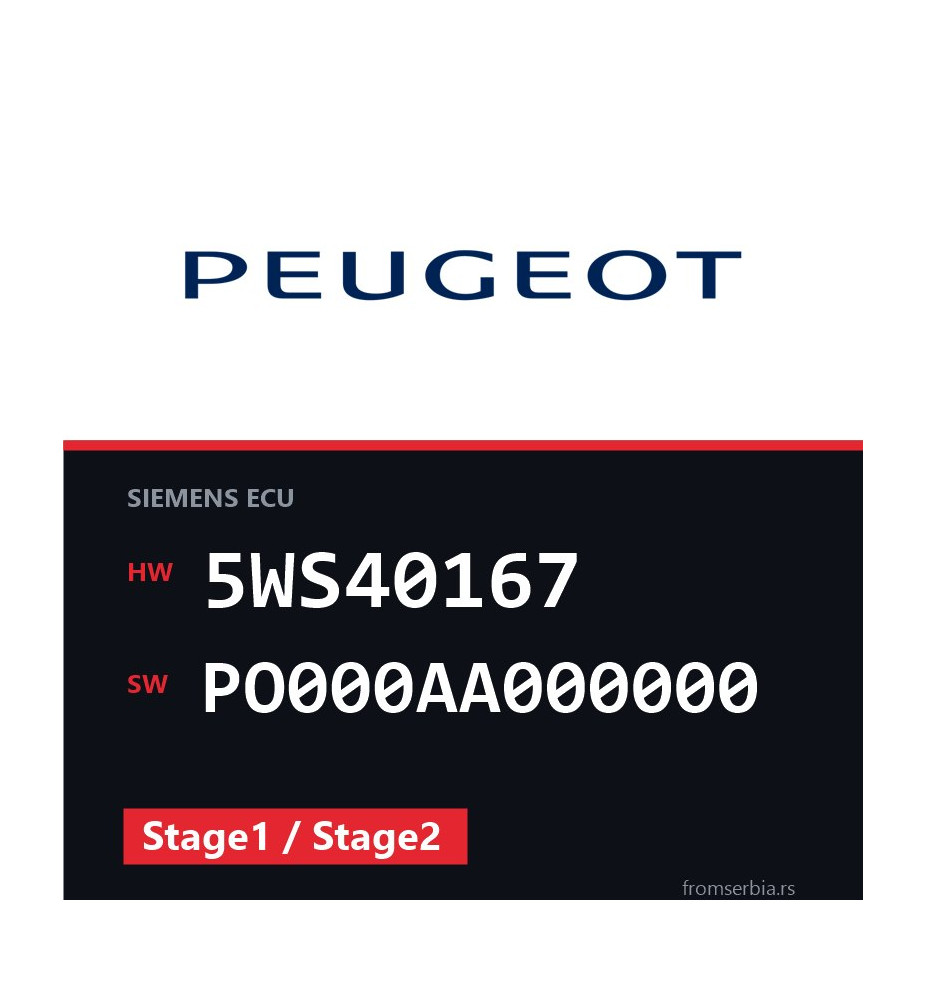 Peugeot 407 5WS40167 PO000AA000000 Stage1 / Stage2 tuning file
