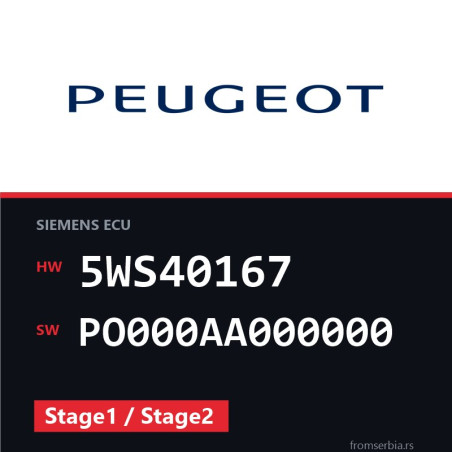 Peugeot 407 5WS40167 PO000AA000000 Stage1 / Stage2 tuning file