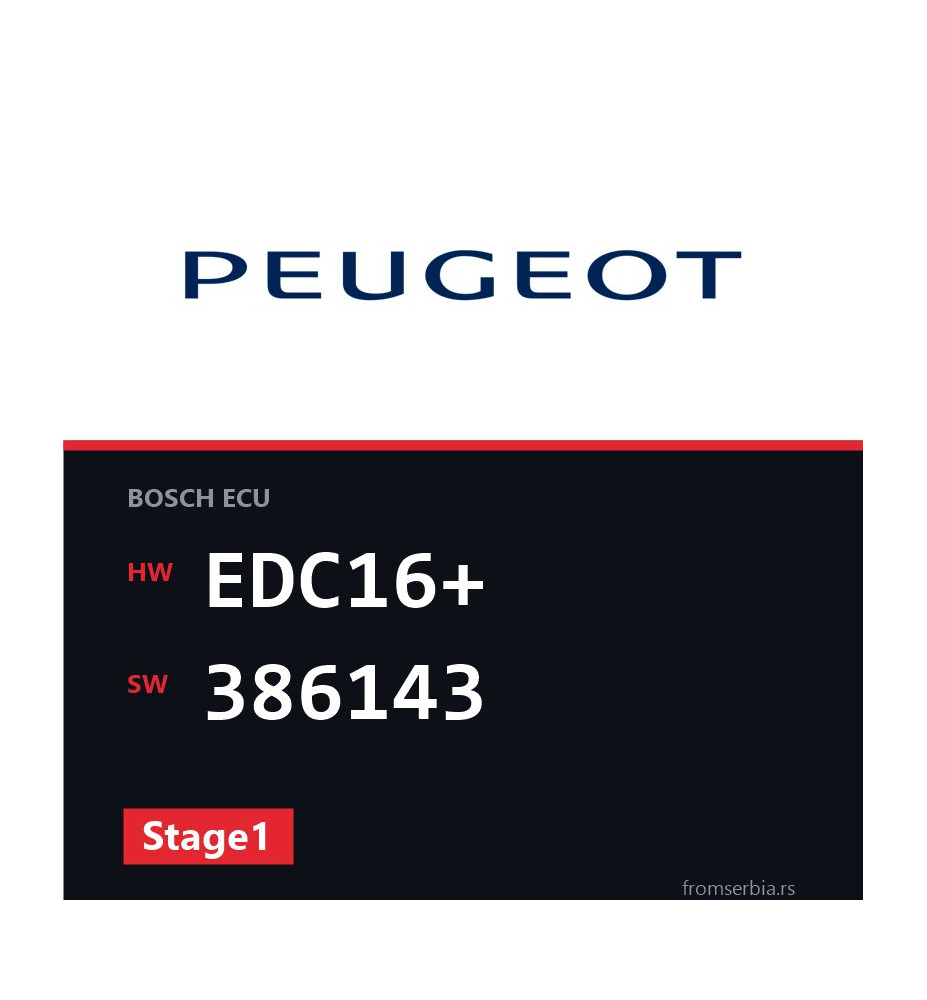 Peugeot 308 EDC16+ 386143 Stage1 tuning file