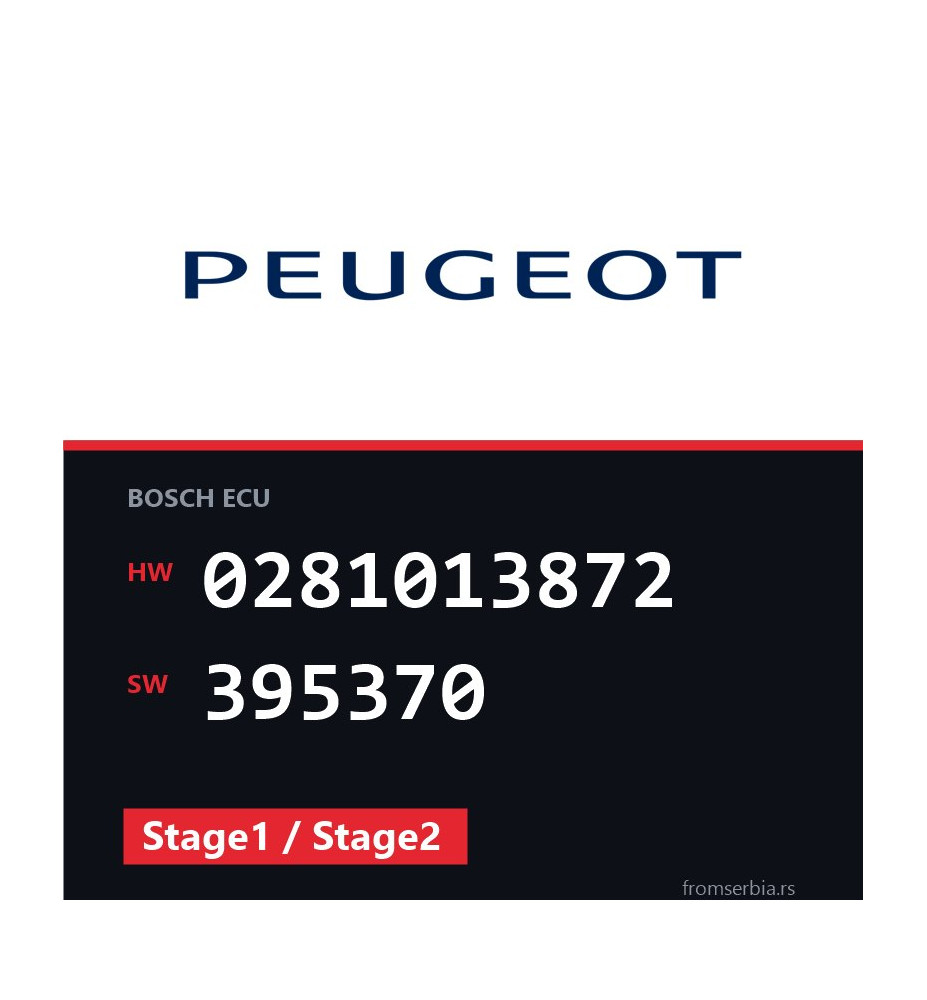 Peugeot 308 0281013872 395370 Stage1 / Stage2 tuning file