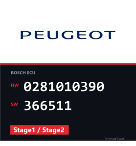 Peugeot 307 0281010390 366511 Stage1 / Stage2 tuning file