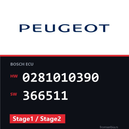 Peugeot 307 0281010390 366511 Stage1 / Stage2 tuning file